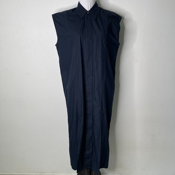 Studio Tomboy Women's Navy Blue Sleeveless Button Down Midi Dress Size Large - Picture 1 of 11
